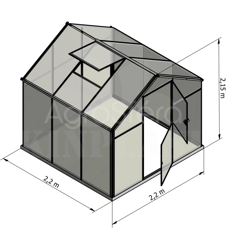 Skleník GAMPRE SANUS 220 x 220 cm, L-5, 6mm + zdarma otvírače, pásky a svorky