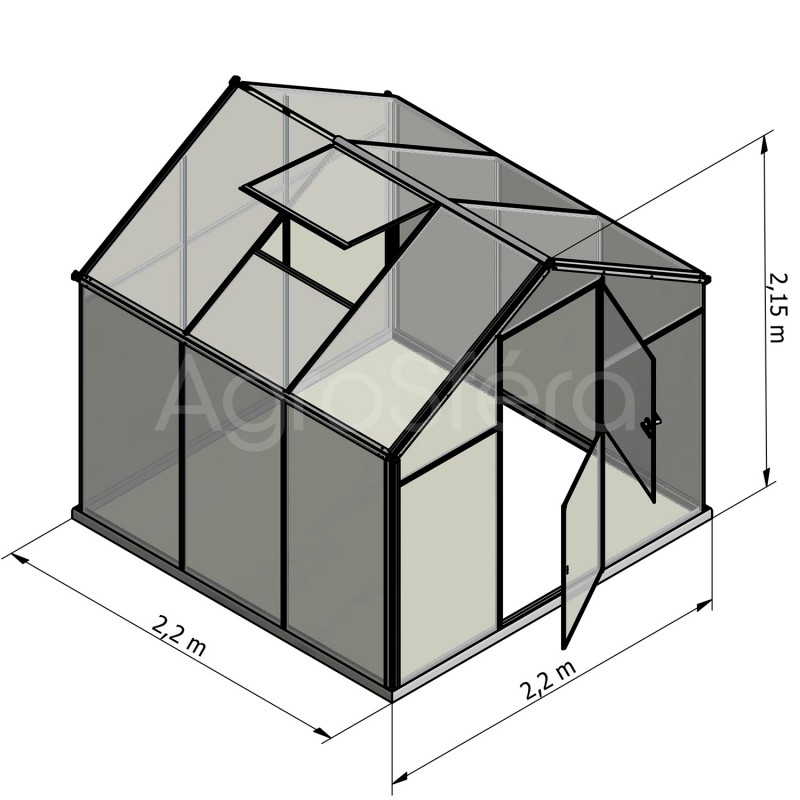 Skleník GAMPRE SANUS 220 x 220 cm, L-5, 6mm + zdarma otvírače, pásky a svorky