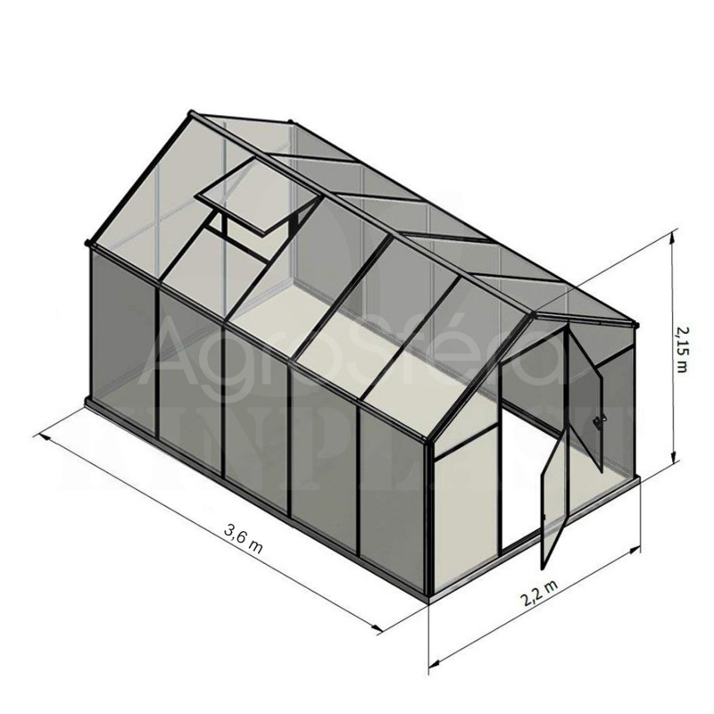 Skleník GAMPRE SANUS 220 x 360 cm, L-8, 6mm + zdarma otvírače, pásky a svorky