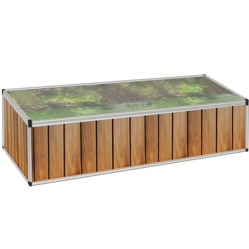 Pařeniště Hobby, vyvýšený záhon z pvc panelů a okno z 10 mm polykarbonátu,  32 x 143 x 73 cm, zlatý dub