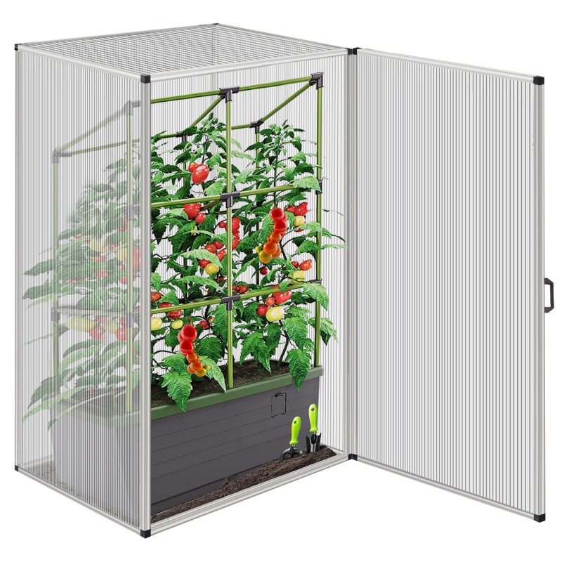 Rajčatový skleník Hobby, 6 mm tepelně izolační polykarbonátové desky, 75 x 75 x 140 cm, včetně dveří na pantech