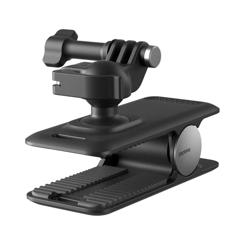 Insta360 Flexi Clip, umožňuje snadno připevnit kameru na batoh, popruh nebo jiný vhodný objekt o tloušťce 10–24 mm