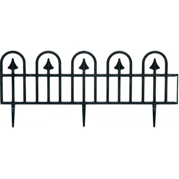Zahradní okrasný plůtek, plast - imitace kovaný plot 3,9 m - 78 x 24 cm, barva černá