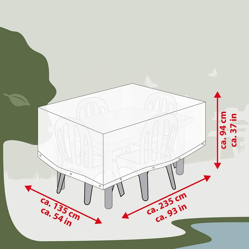 Ochranný obal obdélníkový 235 x 135 x 94 cm na zahradní nábytek