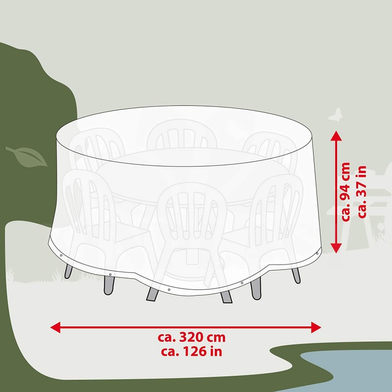 Ochranný obal kulatý 320 x 94 cm na zahradní nábytek