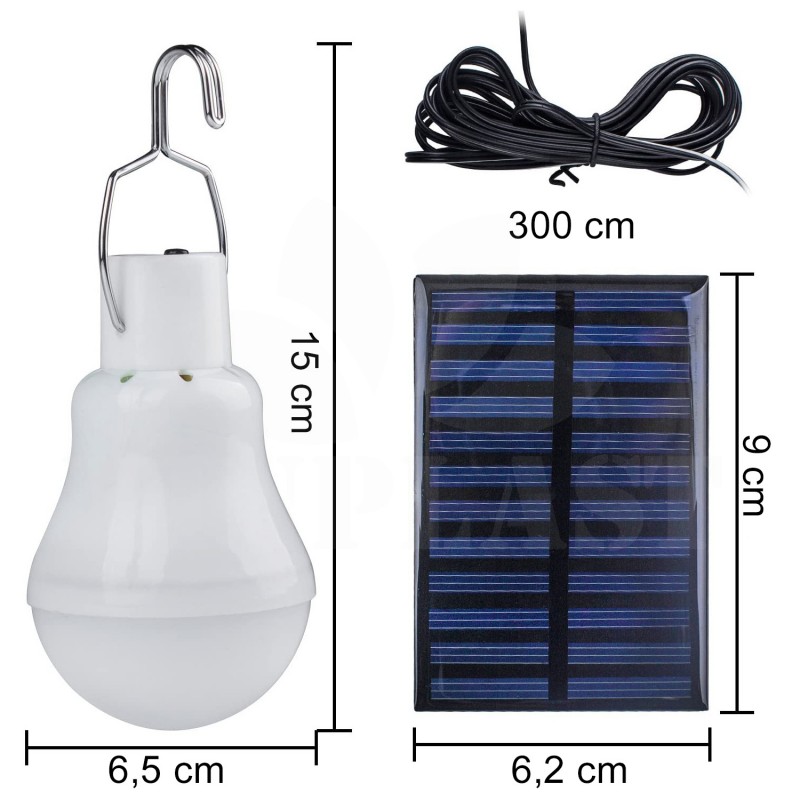 Zahradní solární lampa LED světlo, 2x přenosná žárovka 12 LED, 3 W, 3 m nabíjecí kabel
