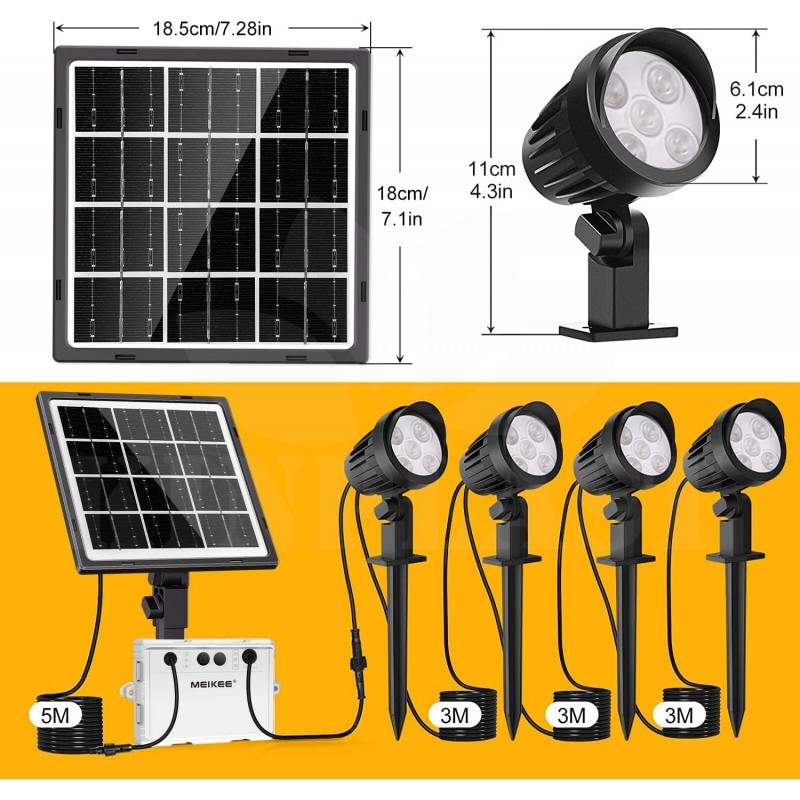 Zahradní solární lampa 4 kusy, 2 stupně jasu, 3 druhy světla, IP 66,  4 W, 600 lm, až 6000 Kelvin, 5000 mAh