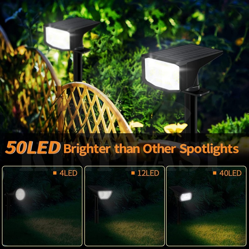 Zahradní solární lampa 3 režimy jasu, 4 kusy, 50 LED, IP 67,  3,7 W, 700 lm, 6500 Kelvin, 2200 mAh