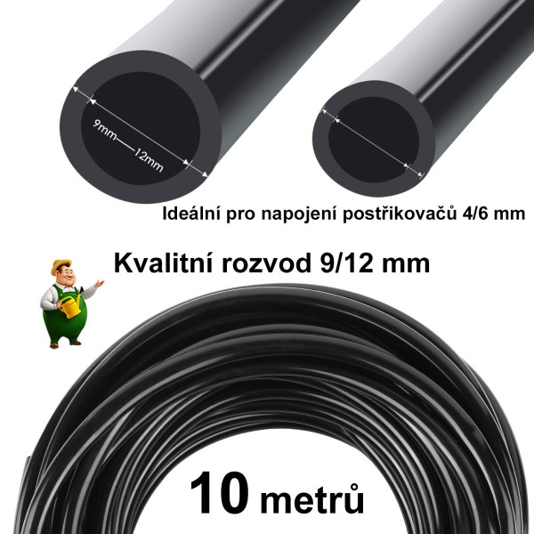Zavlažovací sada 30m, 30x regulovatelné kapkovače, 9/12 (10m) a 4/7 mm (20m) hadička, velké příslušenství