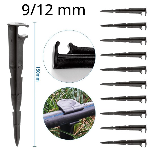 Držák pro distribuční hadice 9/12 mm, upevnění rozvodné trubky o průměru 9 - 12 mm, délka 15 cm, balení 10 kusů