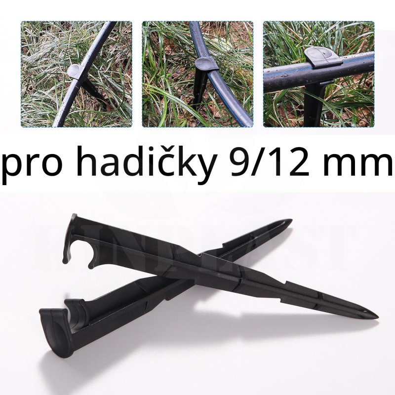 Držák pro distribuční hadice 9/12 mm, upevnění rozvodné trubky o průměru 9 - 12 mm, délka 15 cm, balení 1 kus