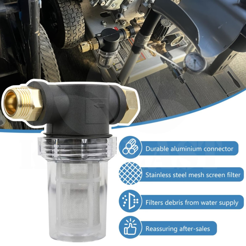 Vodní filtr pro závlahy a čerpadla, vysokotlaký čistič, sedimentní filtr s 40 Mesh sítkem, 2x extra 100 Mesh, 3x O-kroužek, 4x sítko