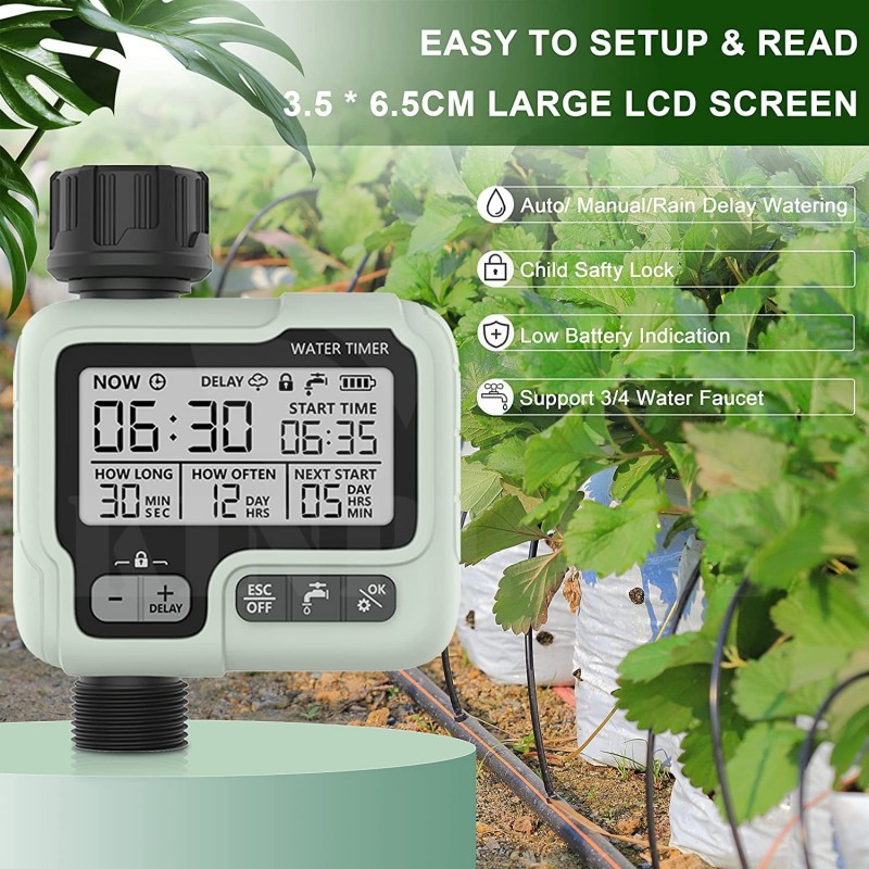 Zavlažovací digitální hodiny HCT322 LCD, zavlažovací časovač na zahradní vodovodní kohoutek