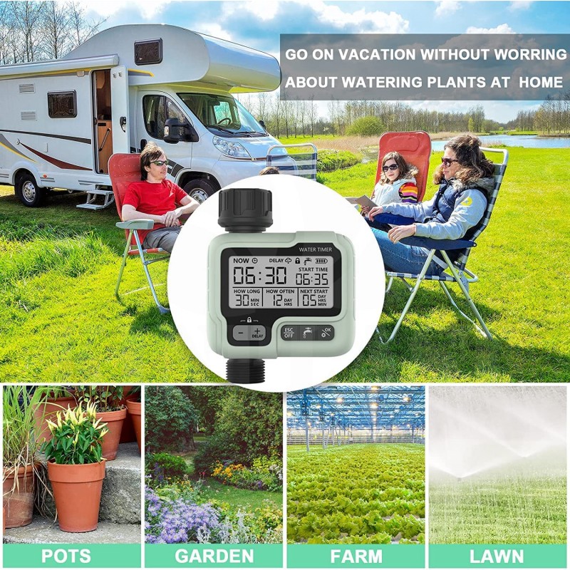 Zavlažovací digitální hodiny HCT322 LCD, zavlažovací časovač na zahradní vodovodní kohoutek