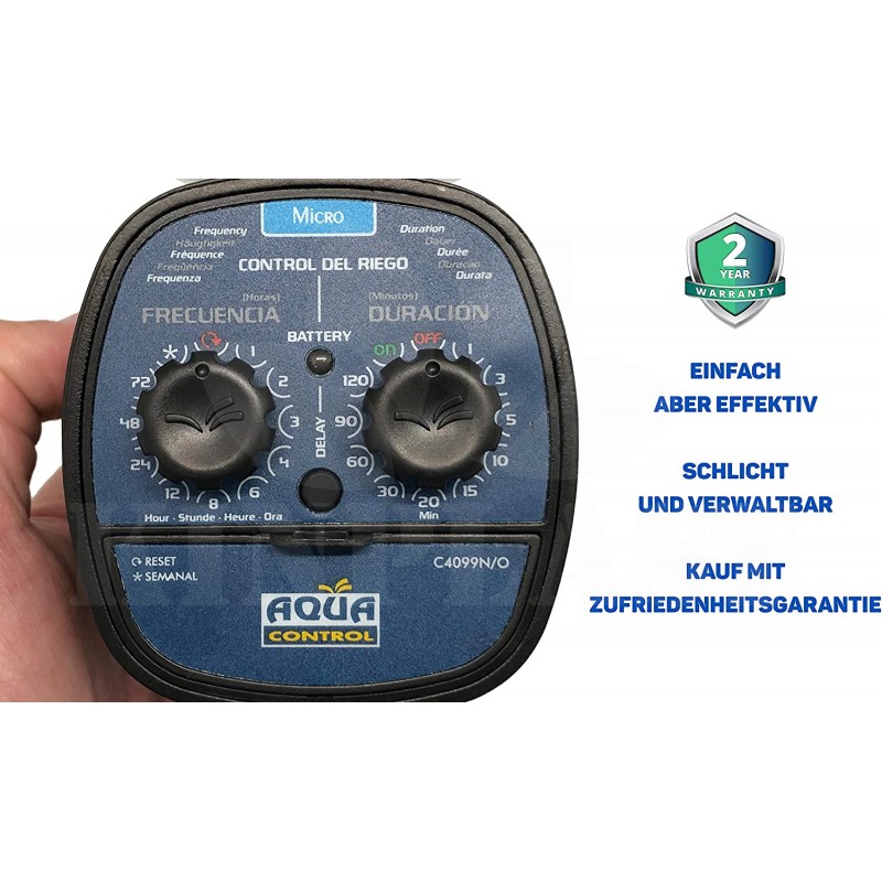 Zavlažovací hodiny analogové Aqua Control,2x 1,5V AAA baterie, tlak 1,0 až 8,0 barů