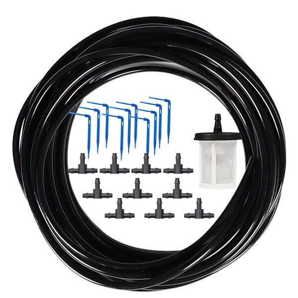 Zavlažovací sada, rozšířovací sada pro automatické zavlažování, 10m hadičky, 10x spojka, 10 jehla a košík