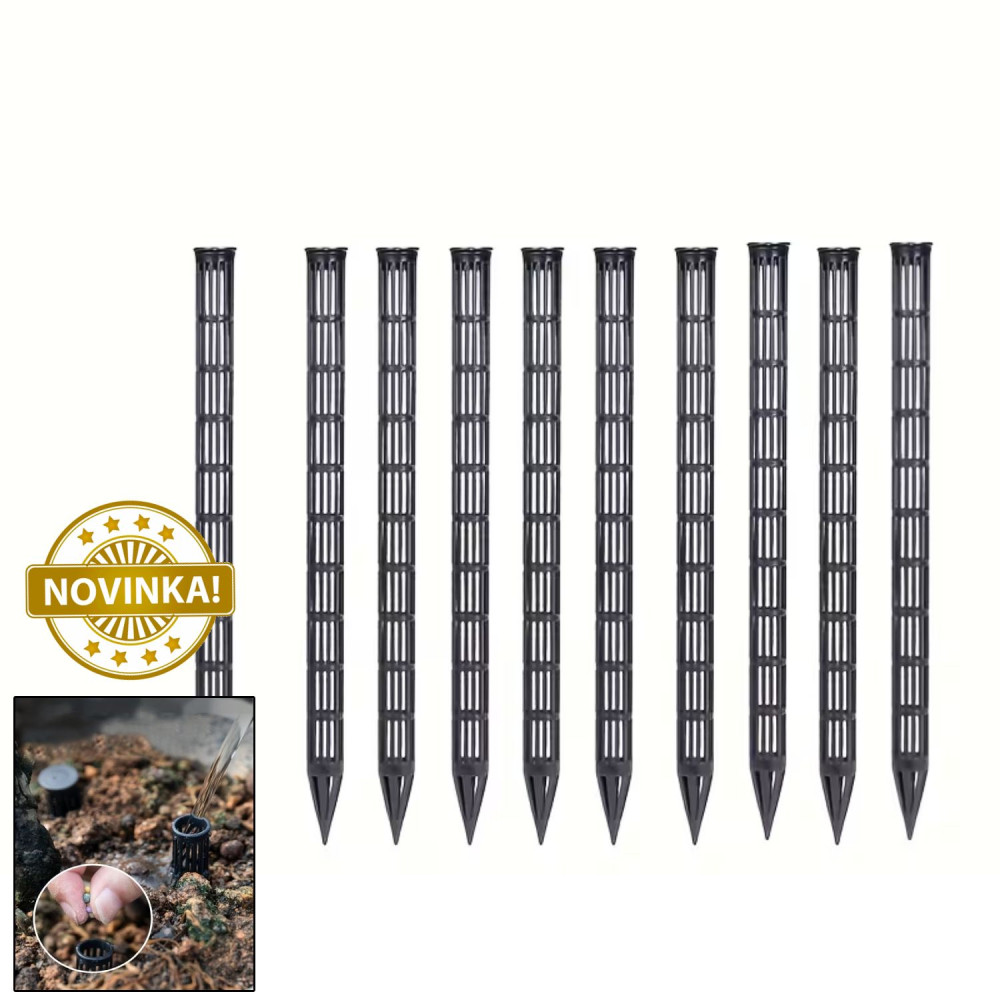 Zavlažovací hrot 25 cm, sada 10 ks, jednoduché zavlažování, provzdušnění a hnojení v jakémkoliv skleníku a záhonu ke kořenům