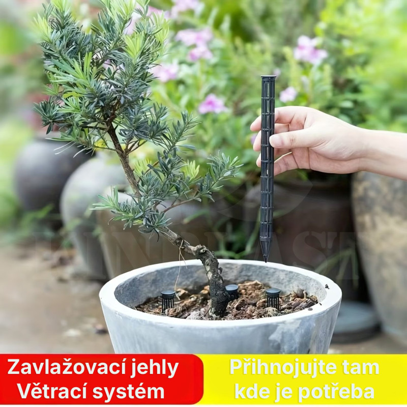 Zavlažovací hrot 25 cm, sada 10 ks, jednoduché zavlažování, provzdušnění a hnojení v jakémkoliv skleníku a záhonu ke kořenům