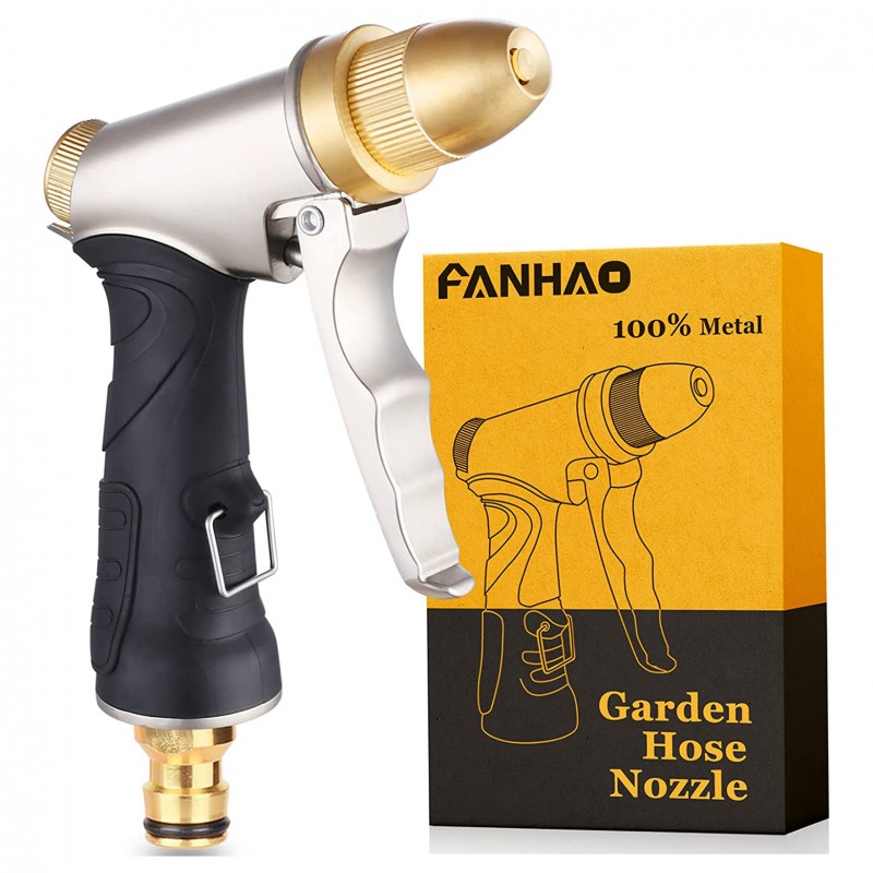 Zahradní stříkací pistole FANHAO, kvalitní kovové tělo, plynulé nastavení a rychlospojka 