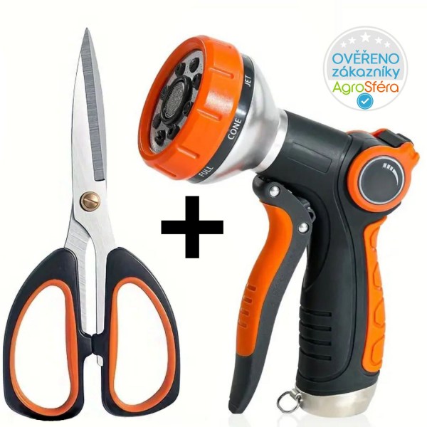 Zahradní stříkací pistole Control 8 funkcí + Zahradní nůžky Ergo 20 cm, zahradní pomůcky za akční cenu