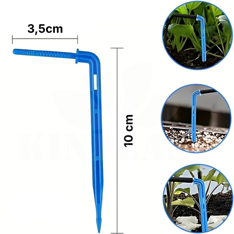 Zavlažovací jehla, 10x kapkovací jehla ke kořenům 10 cm, bez regulovaného výtoku, připojení na hadičky 4/7mm