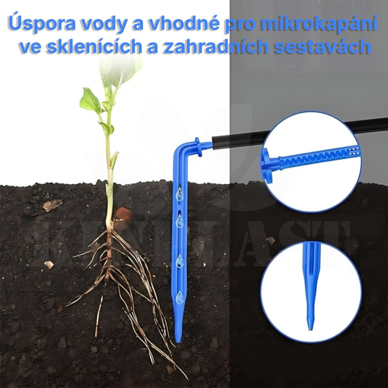 Zavlažovací jehla, 10x kapkovací jehla ke kořenům 10 cm, bez regulovaného výtoku, připojení na hadičky 4/7mm