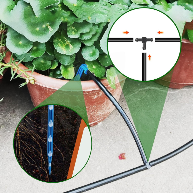 Automatická solární závlaha - 30 Biling 54l/h, baterie 3000 mAh, zavlažovací systém 30 kapačů, solární panel 7,5 W, 30 m