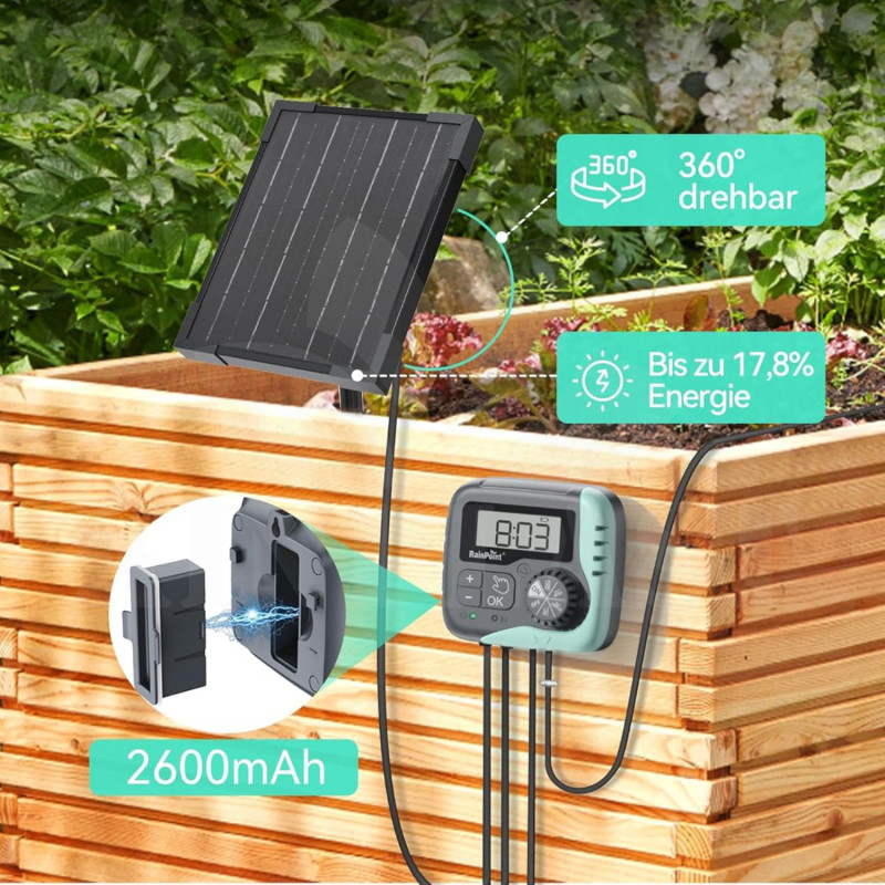 Automatická solární závlaha - 15 Rainpoint 45l/h, baterie 2000 mAh, zavlažovací systém 15 kapačů, Pump Irrigation kit