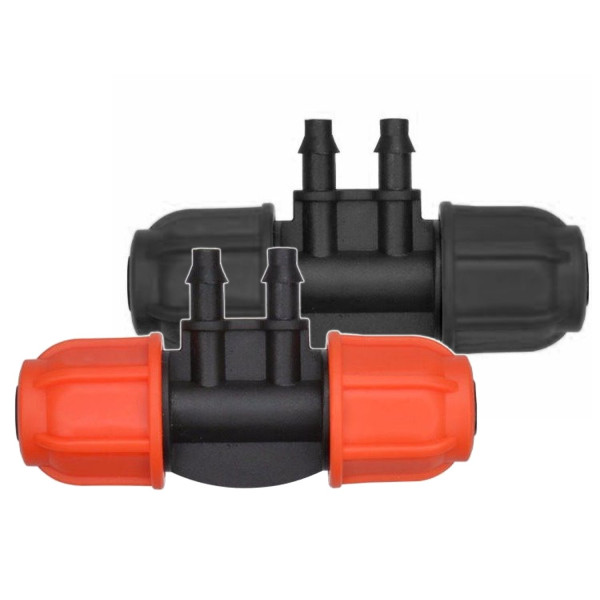 Spojka AQUA pro rozvod 9/12 mm hadice a redukce na 4/7 mm hadičku, dvoucestná, černá