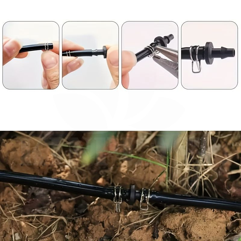 Hadicová spona nerez pro 4/7 mm hadičky pro trysky, kapkovače a rozvody pro kapkové zavlažování, 20 kusů