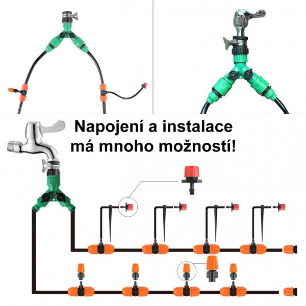 Zavlažovací sada 30m 9mm + 10m 6mm hadička, automatické, mechanické, bateriové hodiny